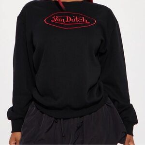 Von Dutch Embroidered Crewneck Sweatshirt - Black/Red